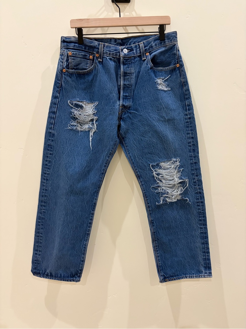 Levi’s 501 Original Distressed Ripped Jeans W35 L30 100% Cotton